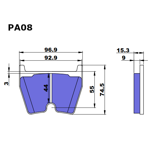 D2 Ersatzbremsbeläge 8-Kolben VA 380/400mm